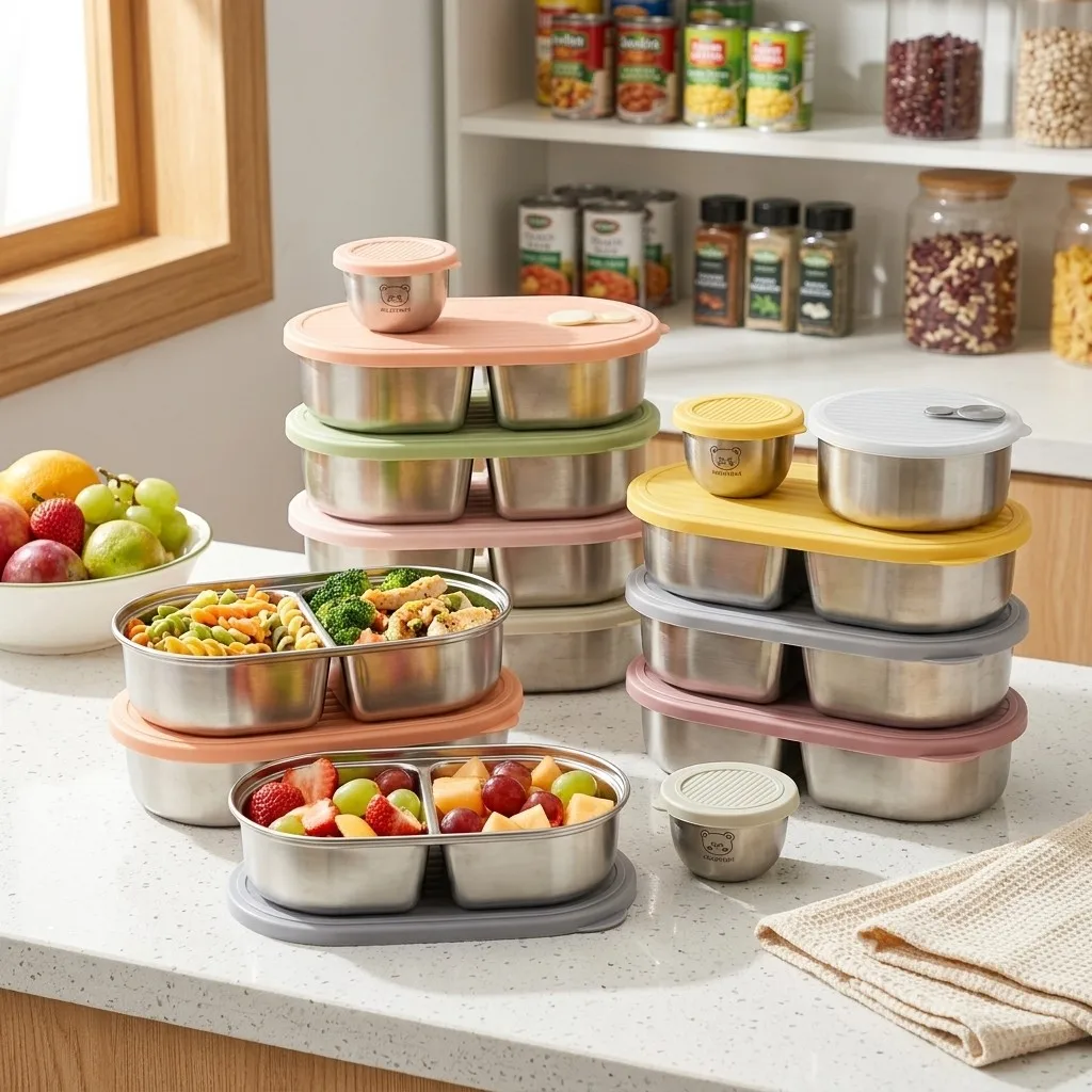 Food Storage With Dividers - Boîte à lunch isotherme en acier