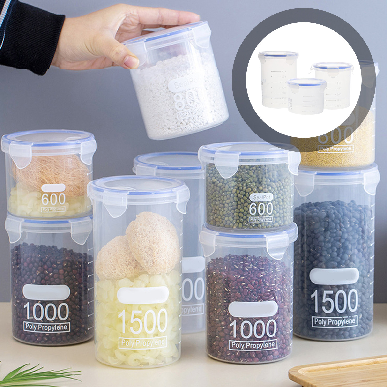 Food Storage Containers - Ensemble de 6 bocaux hermétiques pour
